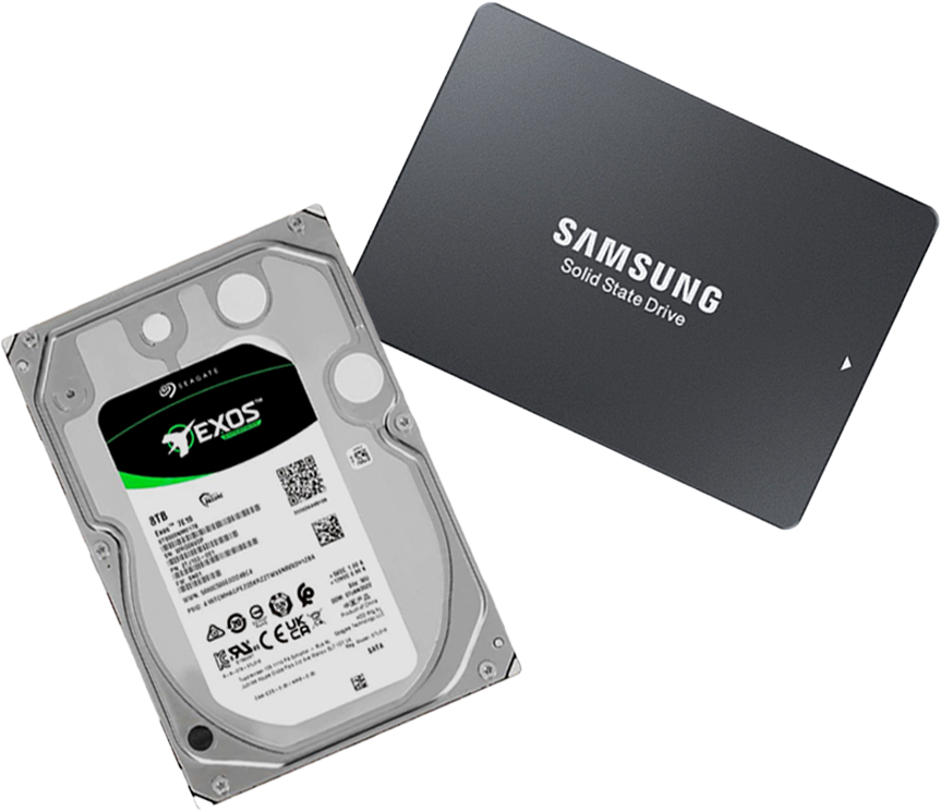 삼성 SSD 및 시게이트 EXOS HDD 하드디스크